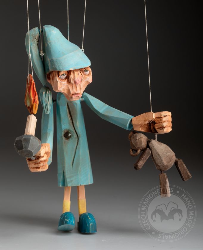 Sleepy – handgeschnitzte tschechische Marionette aus Holz